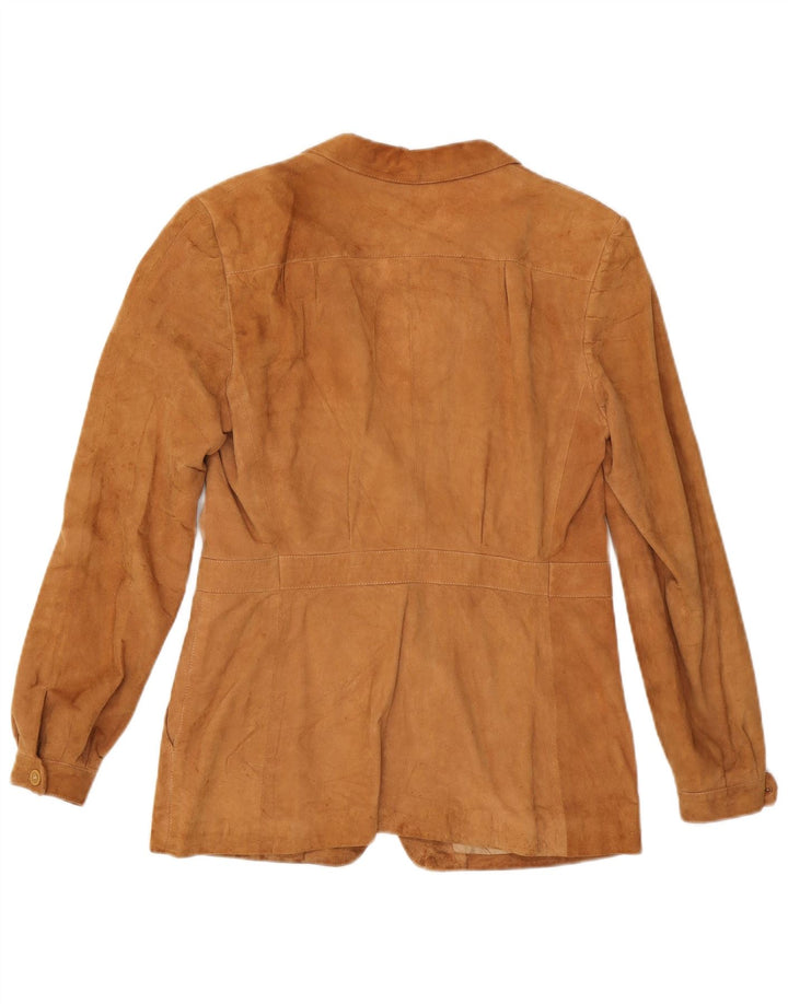 Vintage dame 3-knaps ruskindsblazerjakke UK 14 medium brun