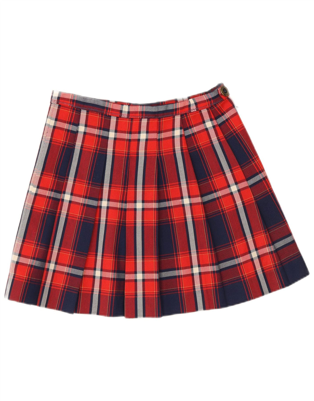 Vintage dame mini plisseret nederdel W26 Lille flerfarvet plaid