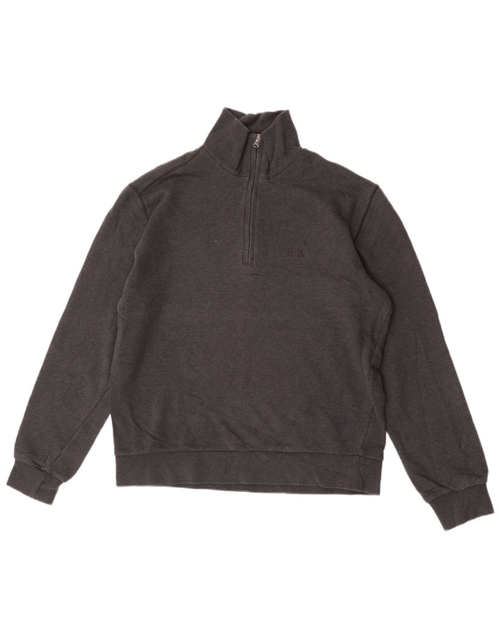 Hugo Boss Herre Zip Neck Sweatshirt Jumper Medium Grå Bomuld