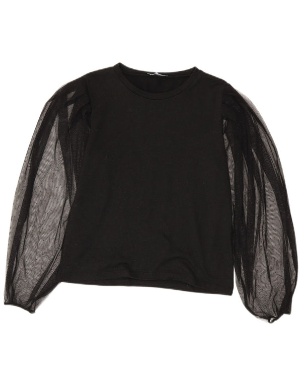 Zara Dame Langærmet Bluse Top UK 10 Lille Sort