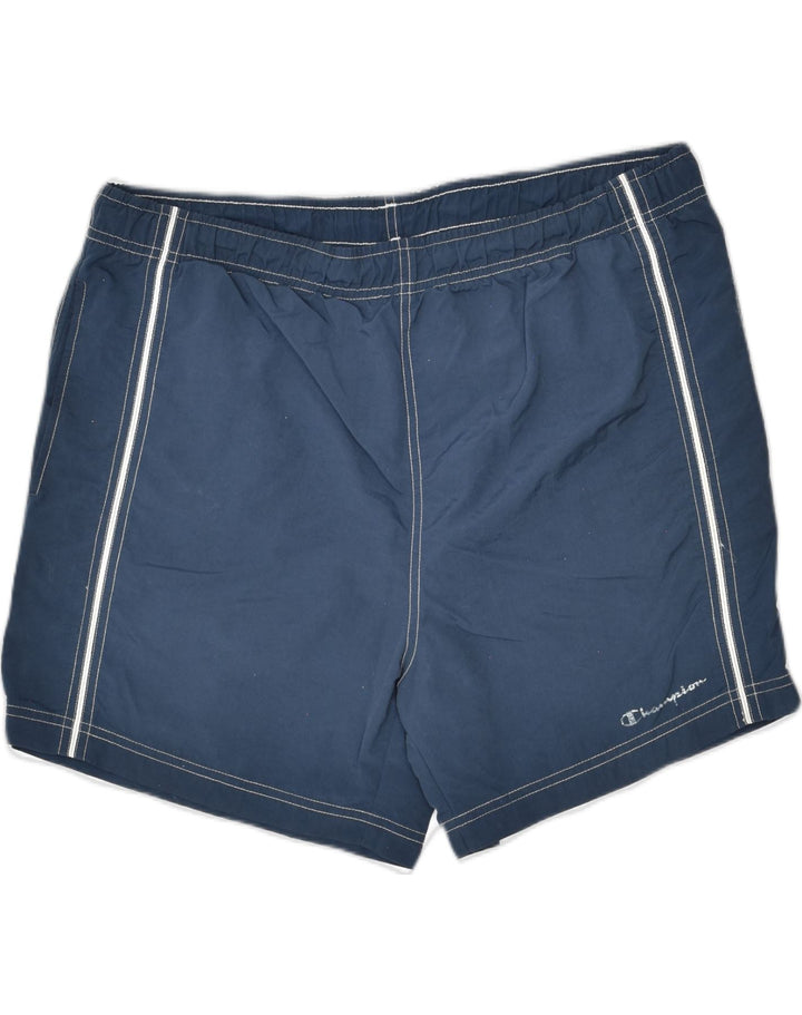 CHAMPION Mens Sport Shorts XL Navy Blue Polyamide Sports | Vintage | Thrift | Second-Hand | Used Clothing | Messina Hembry 