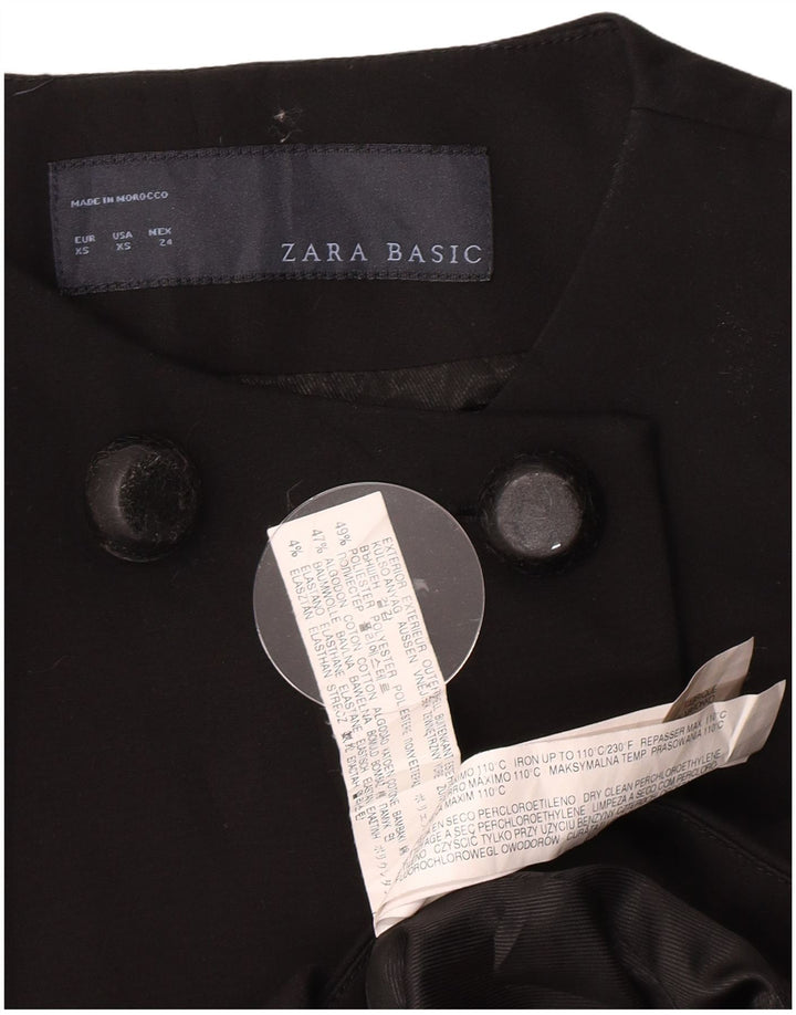 Zara Dame Dobbeltradet Frakke UK 6 XS Sort Polyester