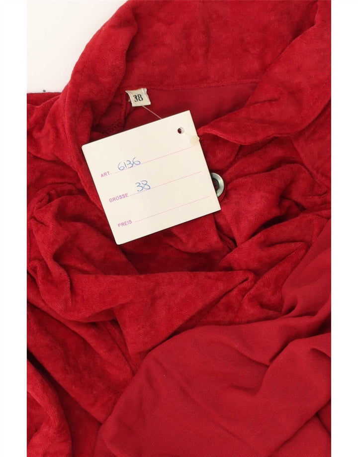 Vintage langærmet poloshirt til kvinder EU 38 Medium Rød