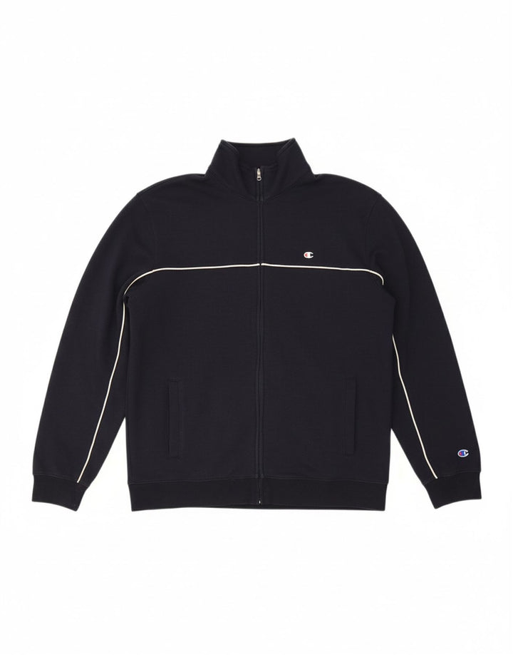 CHAMPION Mens Tracksuit Top Jacket Large Navy Blue Cotton