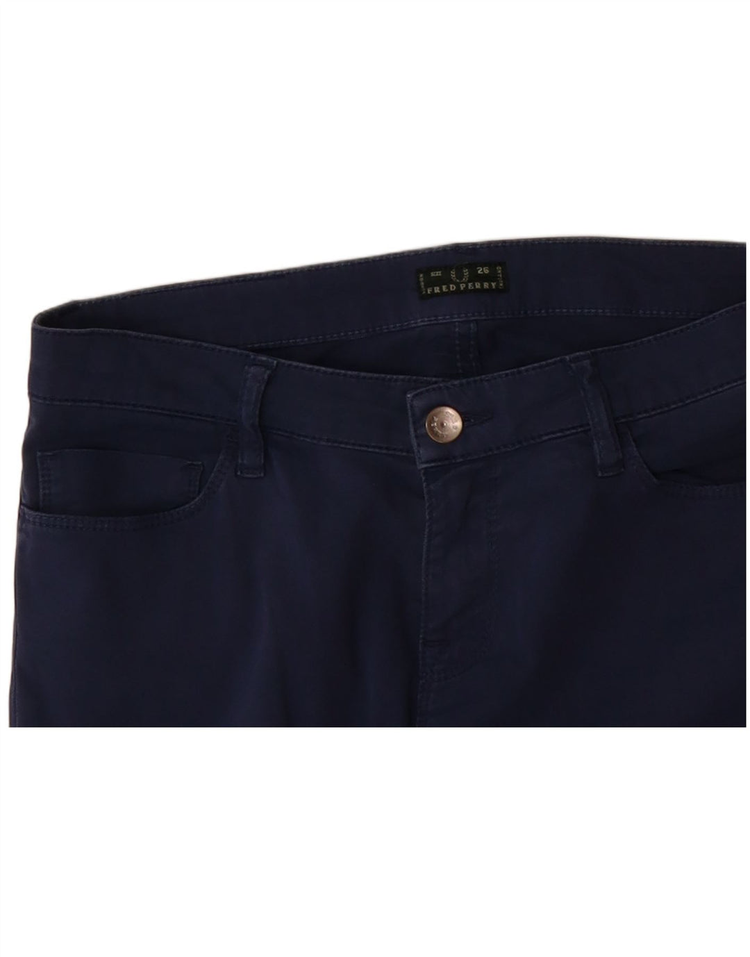 FRED PERRY Womens Slim Casual Trousers W26 L28 Navy Blue