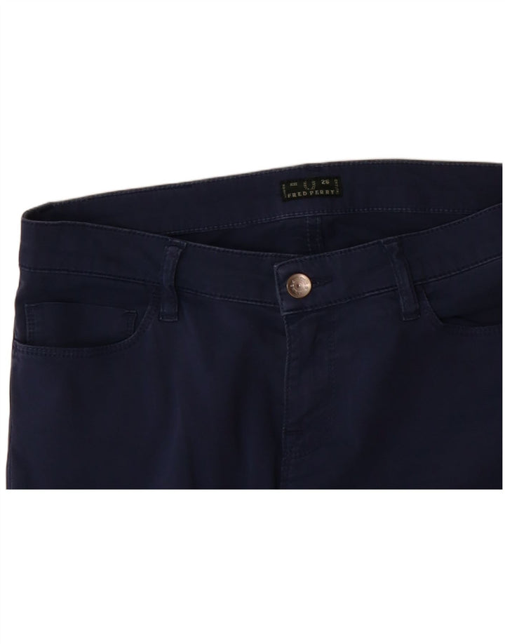 FRED PERRY Womens Slim Casual Trousers W26 L28 Navy Blue
