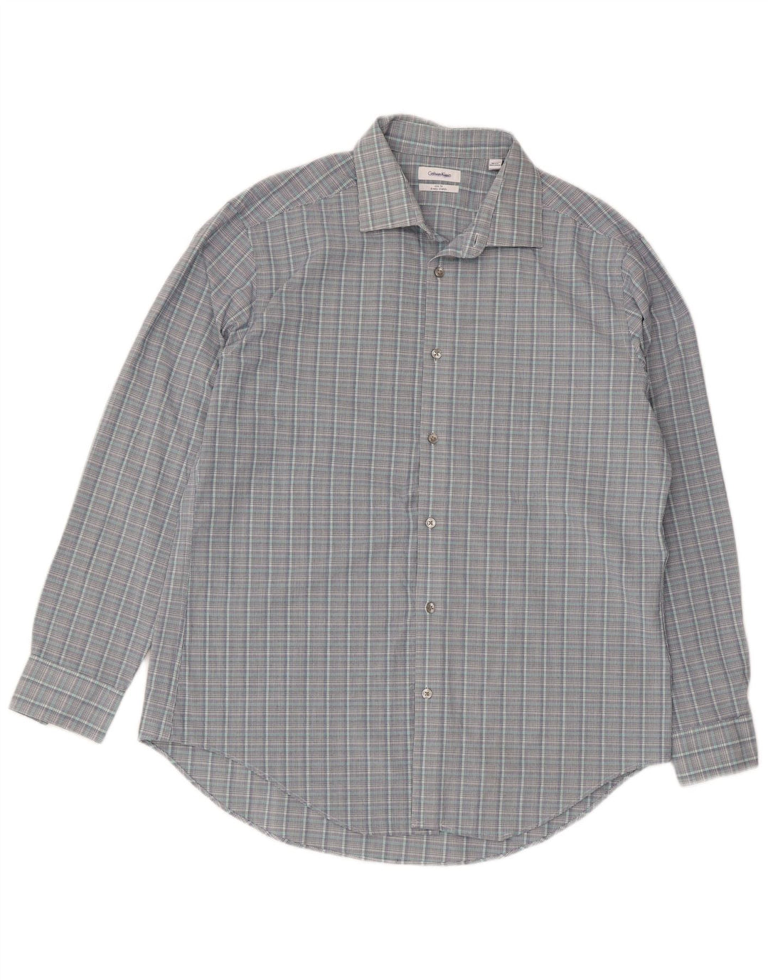 Calvin Klein Herre Slim Fit Skjorte Størrelse 16 1/2 Large Grey Check