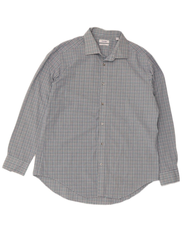 Calvin Klein Herre Slim Fit Skjorte Størrelse 16 1/2 Large Grey Check