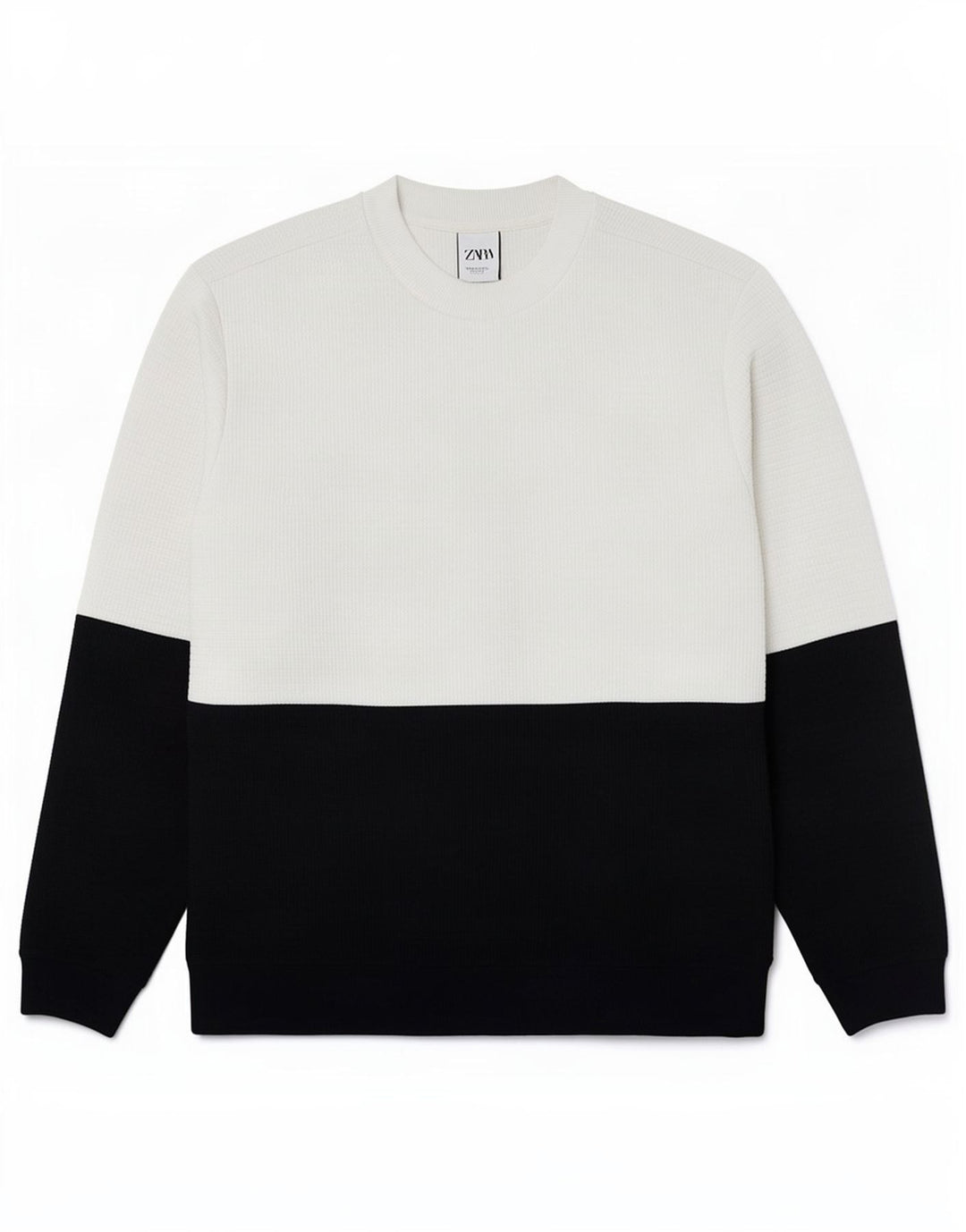 Zara Herre Sweatshirt Jumper XL Hvid Colourblock Polyester