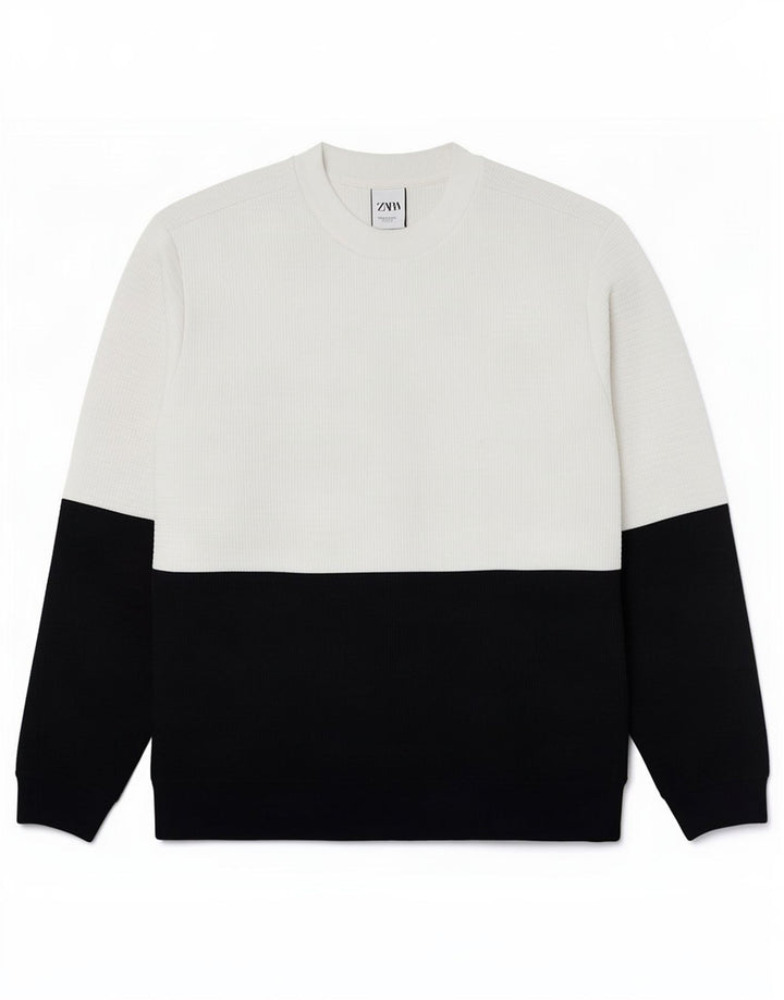 Zara Herre Sweatshirt Jumper XL Hvid Colourblock Polyester