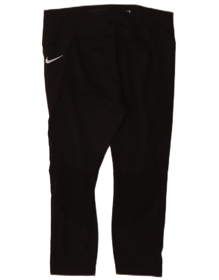 NIKE Dame Dri Fit Capri Leggings UK 14 Stor sort polyester