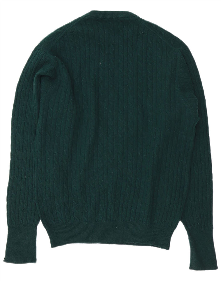 LYLE & SCOTT Mens Crew Neck Jumper Sweater Medium Green Cashmere Vintage Lyle & Scott and Second-Hand Lyle & Scott from Messina Hembry 