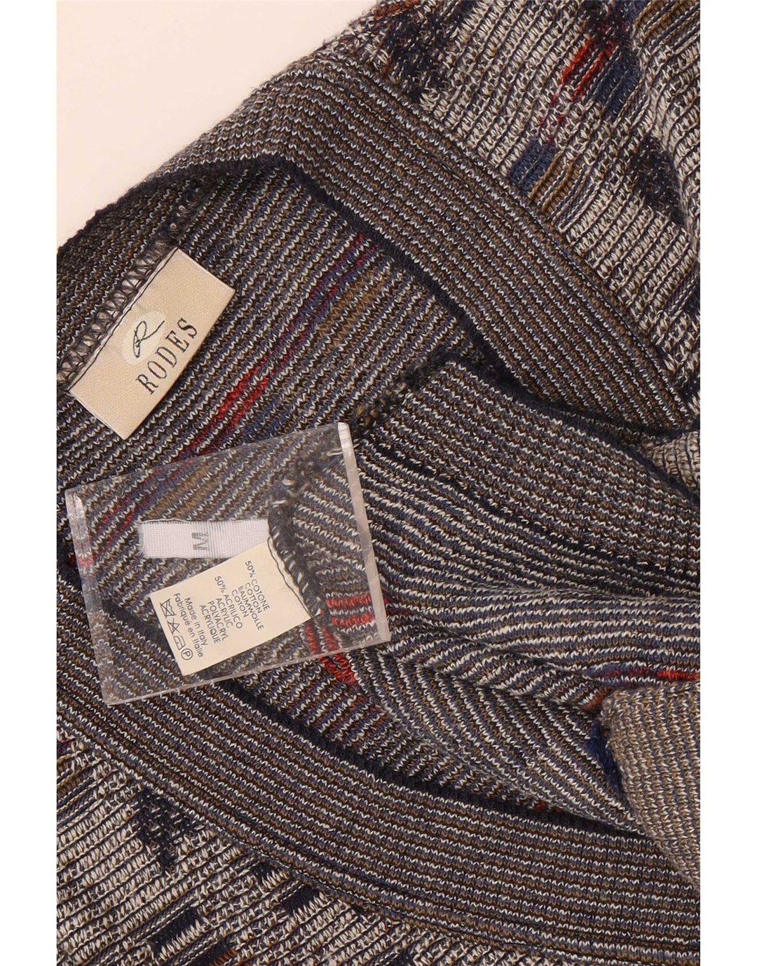 Rodes Herre Cardigan Sweater Medium Grå Geometrisk Bomuld