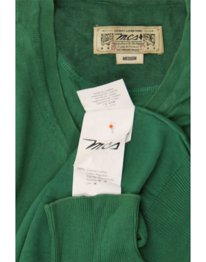 Marlboro Classics Herre V-hals sweater Medium Grøn Bomuld