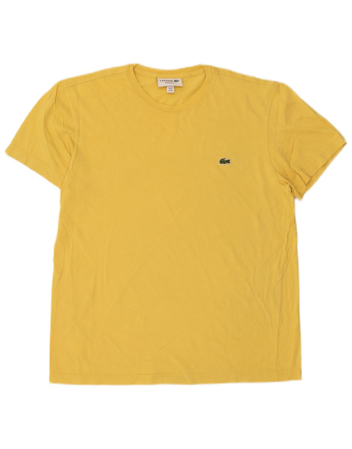 LACOSTE Mens Regular Fit T-Shirt Top Size 4 Medium Yellow Cotton