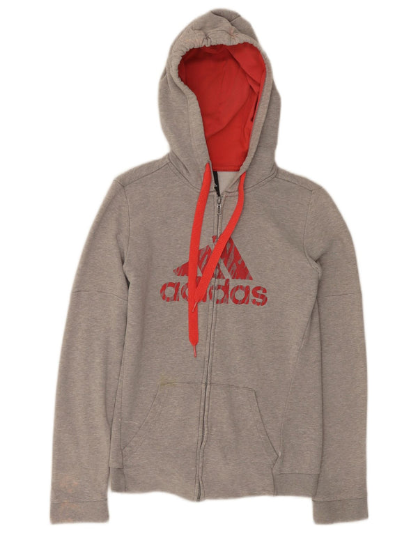 Adidas grafisk hættetrøje med lynlås til kvinder UK 4 XS Grå Flecked