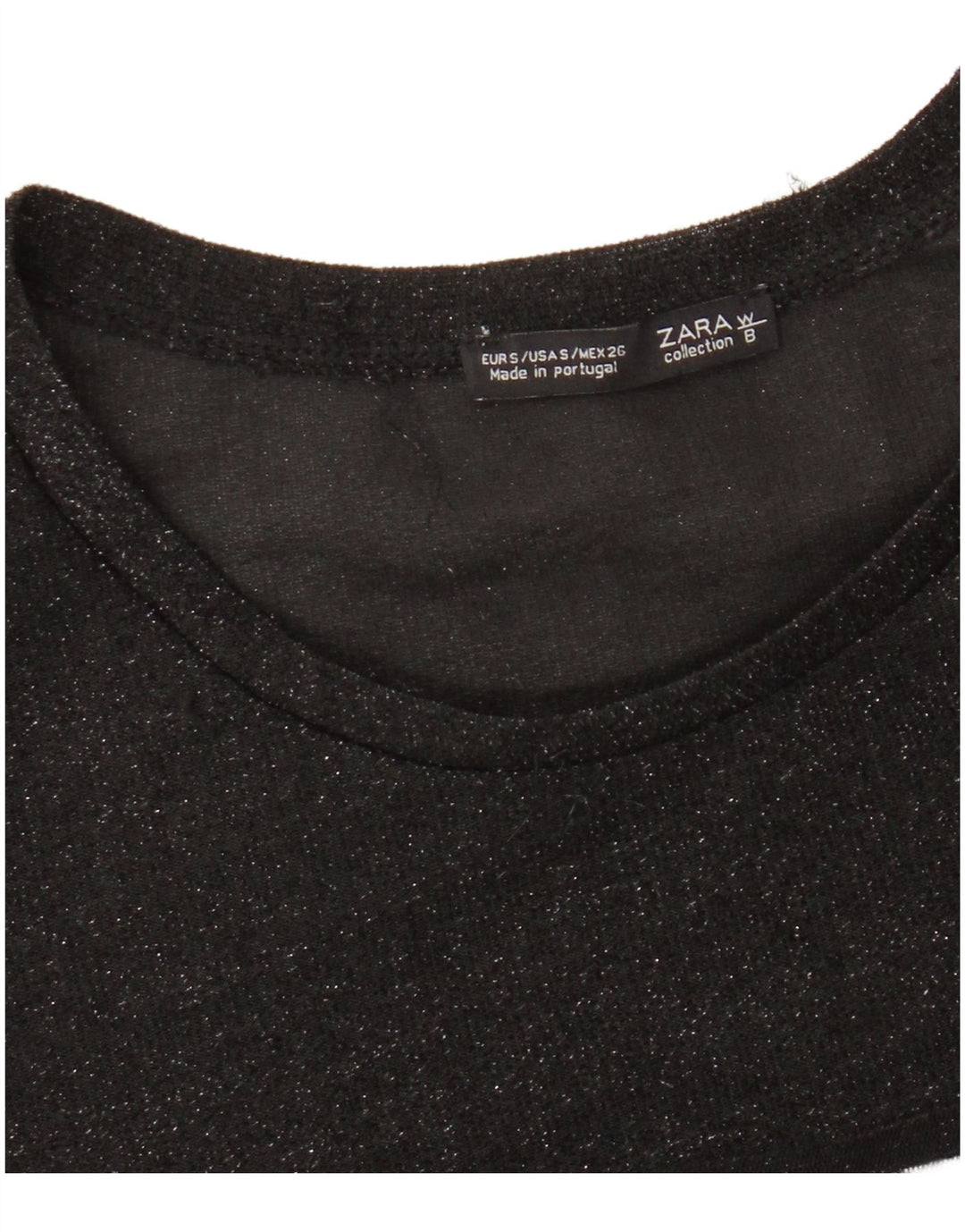 Zara Dame Grafisk T-Shirt Top UK 10 Lille Sort