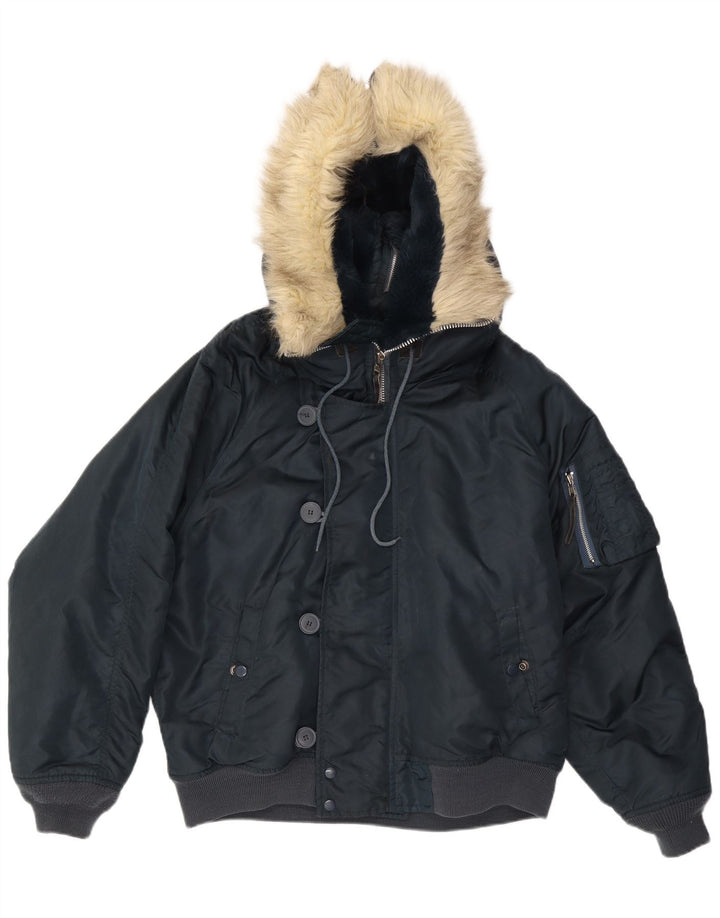 Rifle Herre Type G-1 Hooded Bomber Jacket UK 40 Large Navy Blue