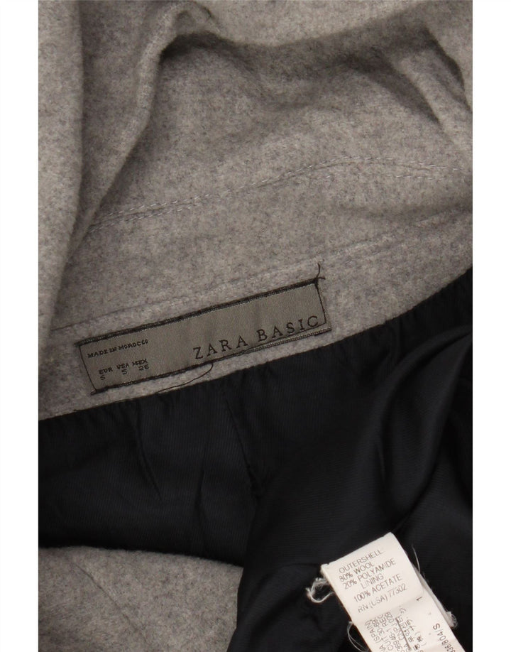 Zara Dame Hooded Pea Coat UK 10 Small Grey Uld
