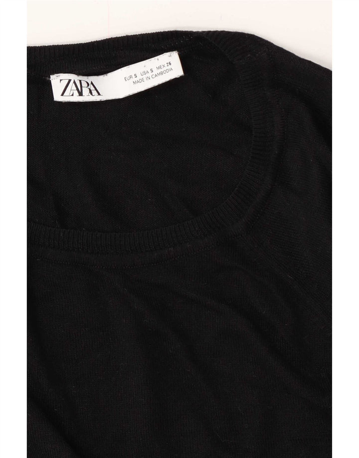 Zara Dame Oversized Crew Neck Jumper Sweater UK 10 Small Black