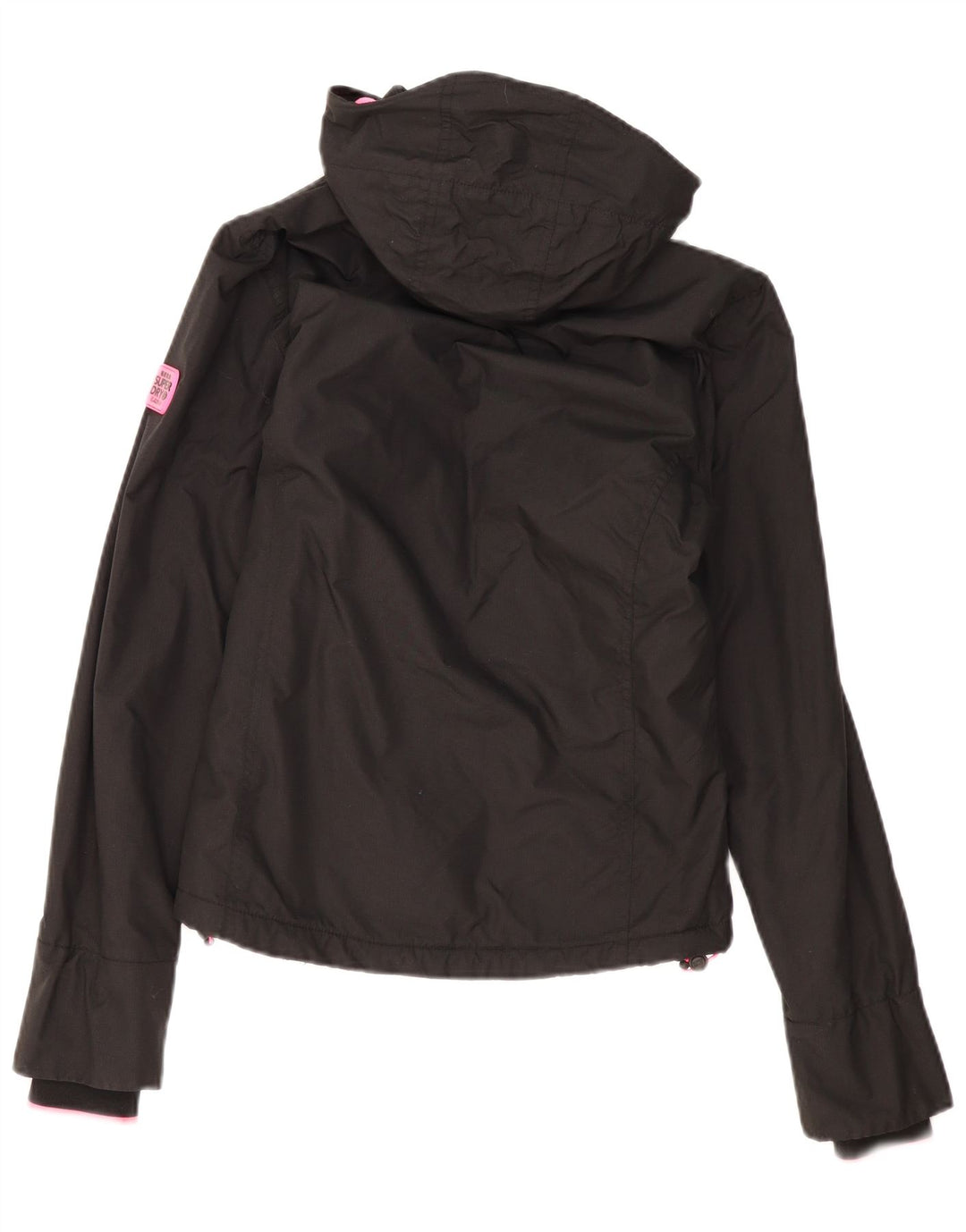Superdry Windbreaker-jakke med hætte til kvinder UK 8 Lille sort polyester