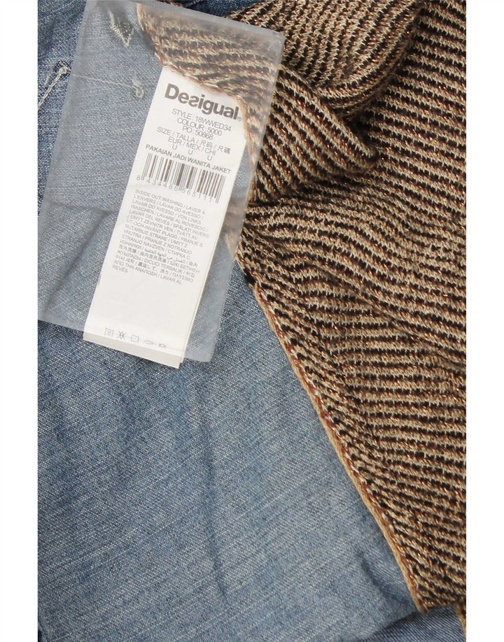 Desigual Dame Denim Shirt Bluse UK 18 XL Flerfarvet Patchwork Viscose
