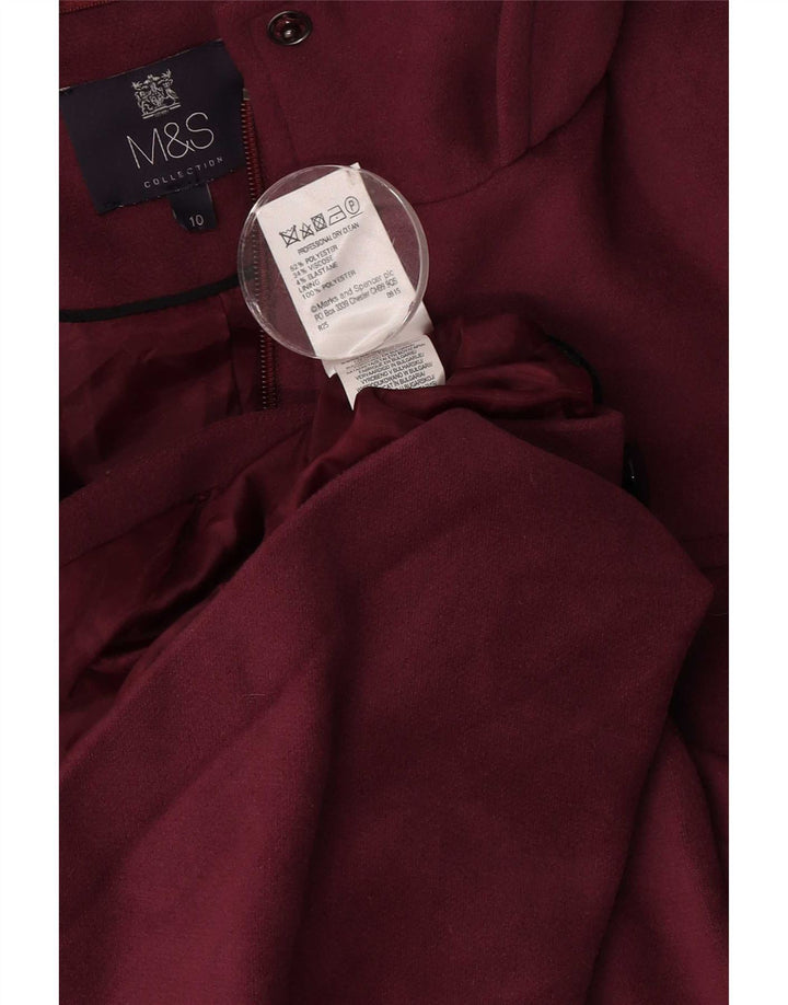 Marks & Spencer Dame Hooded Duffel Coat UK 10 Small Bourgogne Polyester