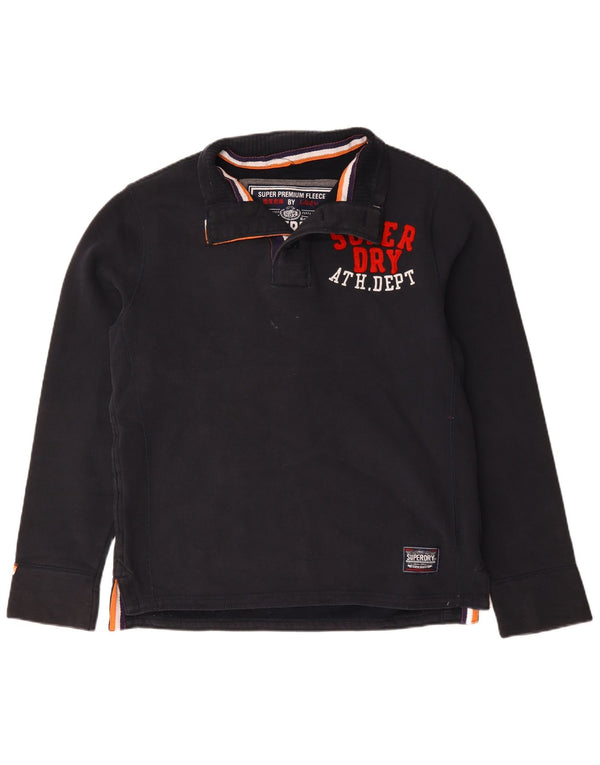 Superdry Herre grafisk knaphals sweatshirt XL marineblå bomuld