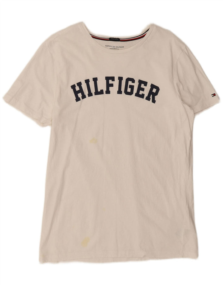Tommy Hilfiger Herre Grafisk T-Shirt Top Stor Hvid Bomuld