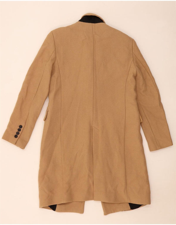 Zara Dame Overfrakke UK 12 Medium Beige Uld