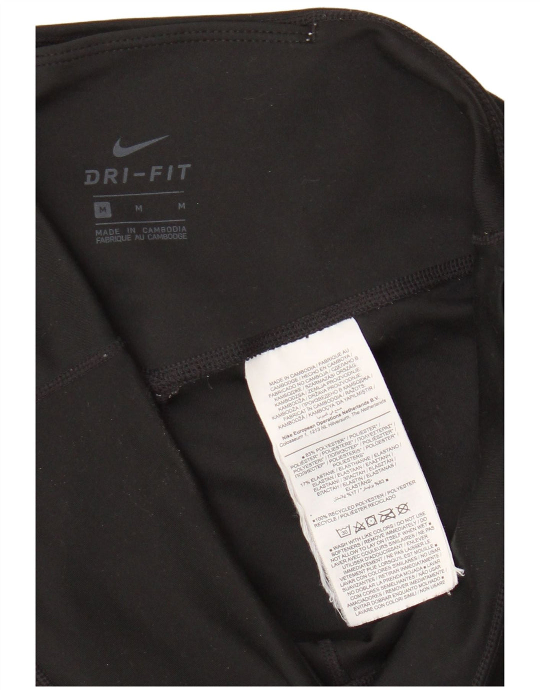 Nike Dame Dri Fit Leggings UK 14 Medium Sort Polyester