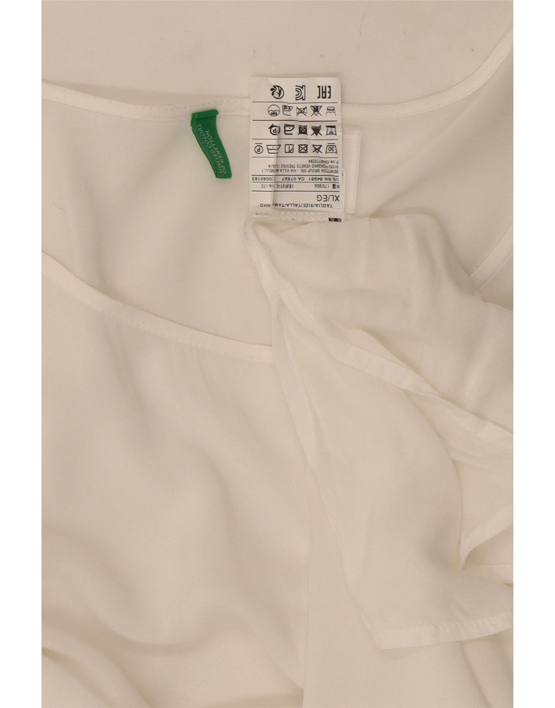 Benetton Dame Top 3/4 ærmer UK 18 XL Hvid Viscose