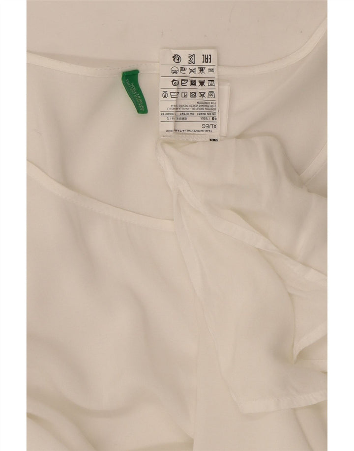 Benetton Dame Top 3/4 ærmer UK 18 XL Hvid Viscose