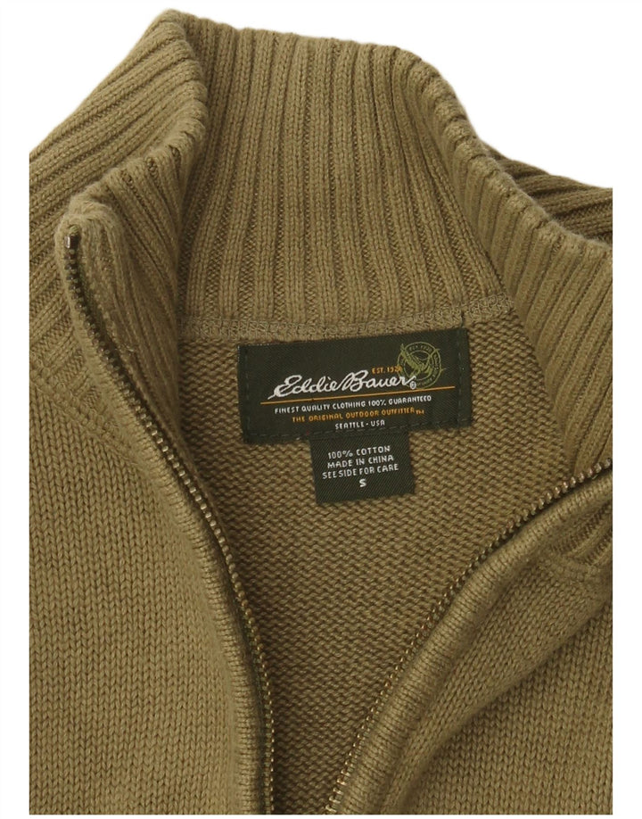 EDDIE BAUER Sweater med lynlås til mænd Small Khaki Bomuld