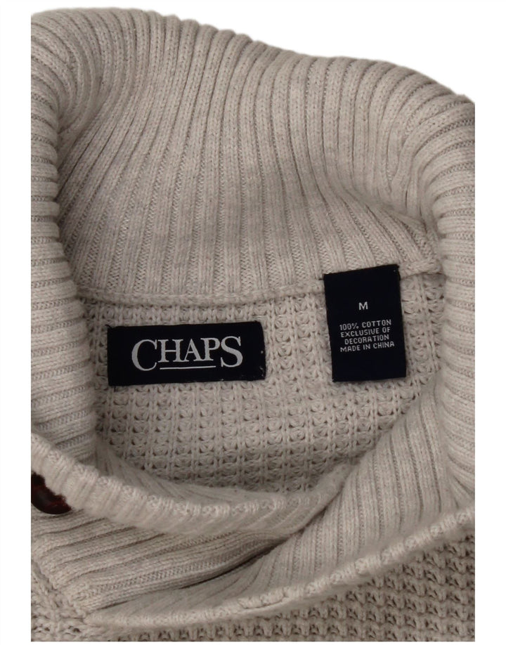 CHAPS Herre Loose Fit Shawl Neck Jumper Sweater Medium Grå Bomuld