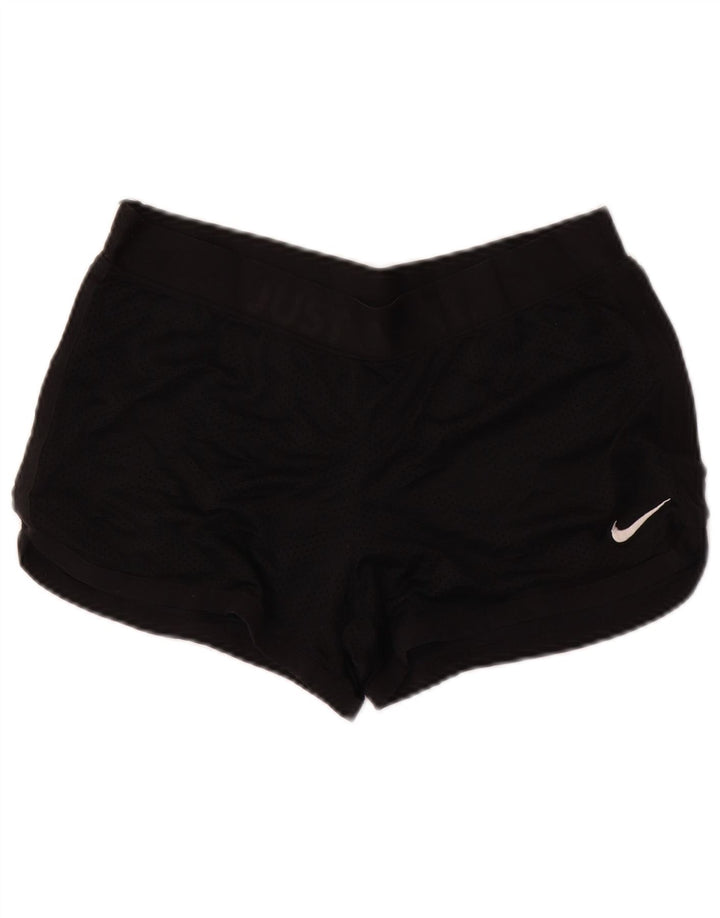 NIKE Dri Fit grafiske sportsshorts til kvinder UK 14 medium sort polyester