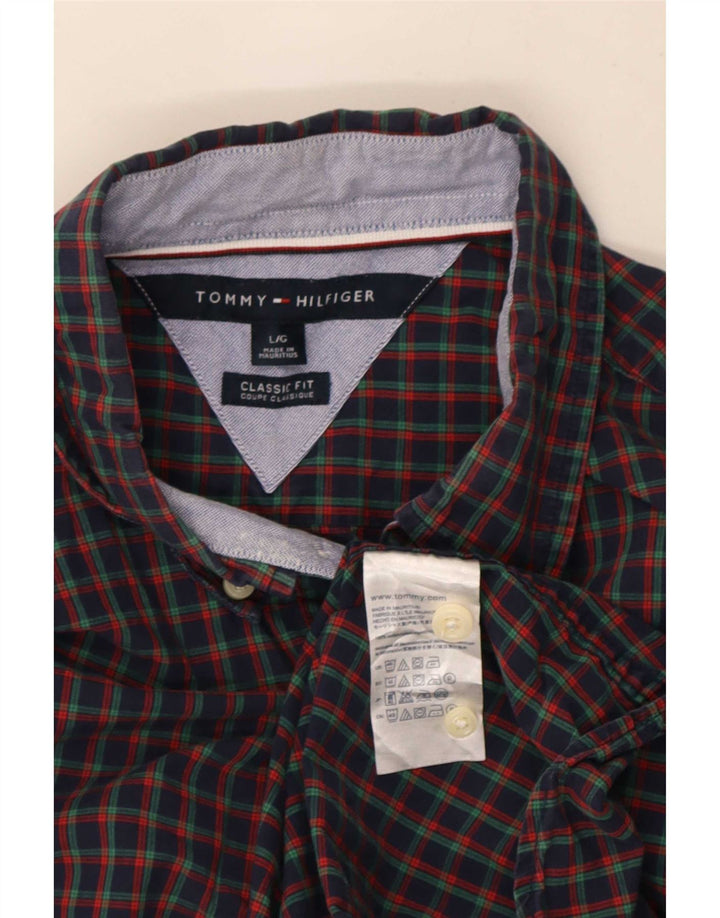 Tommy Hilfiger Herre Classic Fit skjorte Stor marineblå ternet bomuld