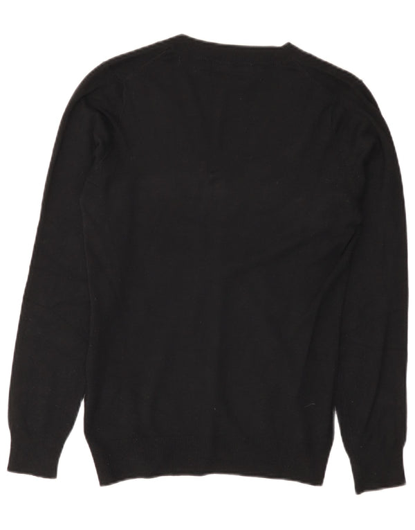 Zara Dame V-hals sweater UK 12 Medium Sort Viscose