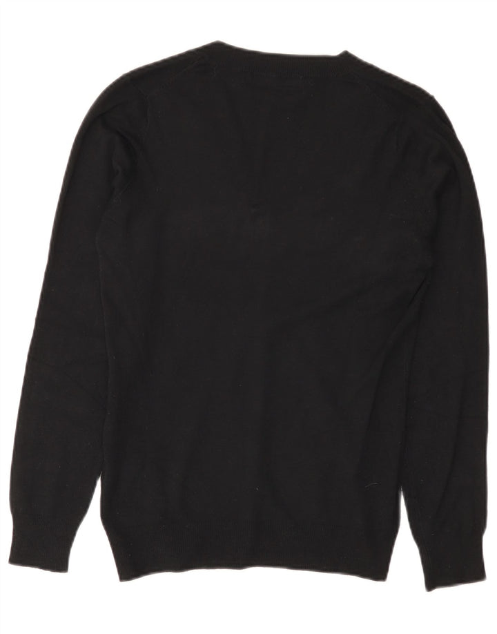 Zara Dame V-hals sweater UK 12 Medium Sort Viscose