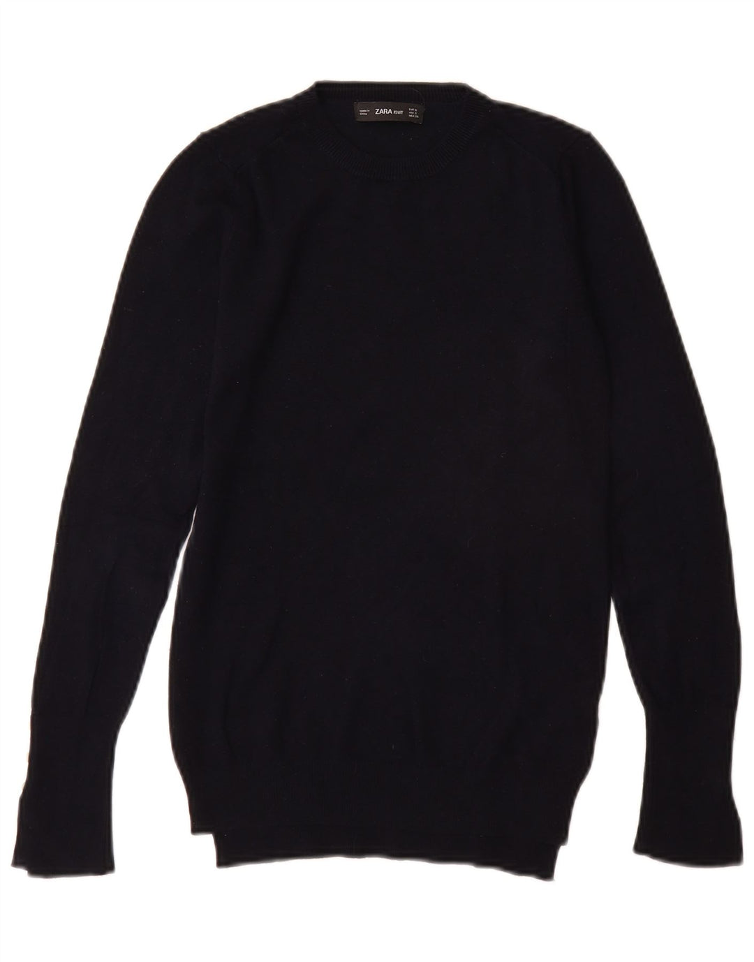 ZARA Womens Crew Neck Jumper Sweater UK 8 Small Navy Blue Viscose