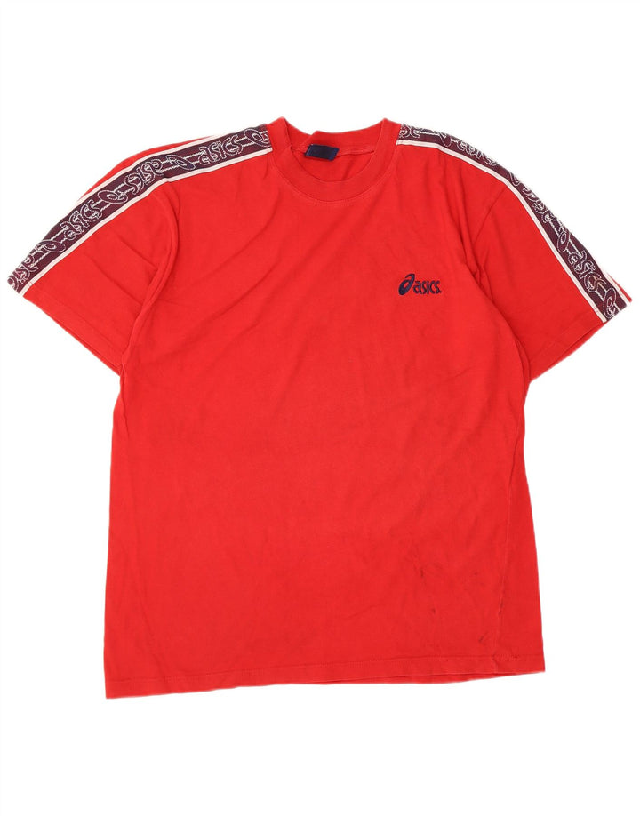 ASICS Herre grafisk T-shirt Top Medium Rød Colourblock Bomuld