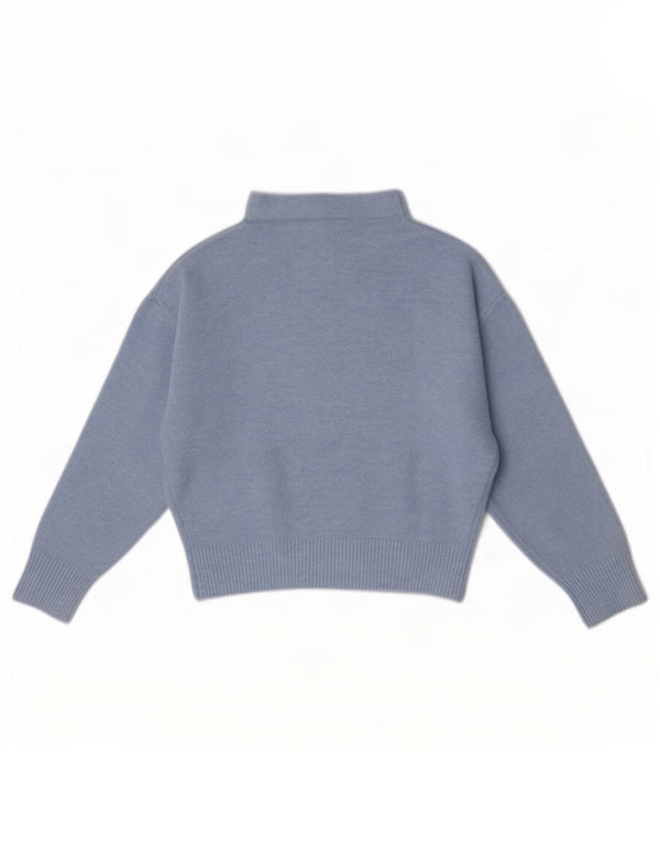 Zara Womens Crop Turtle Neck Jumper Sweater UK 10 Small Blue Acryl