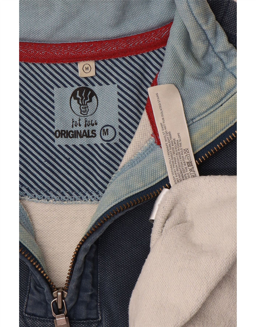 Fedt ansigt herre lynlås-hals sweatshirt jumper medium marineblå bomuld