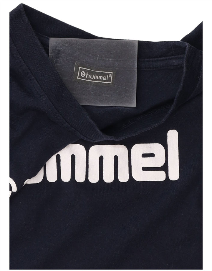 HUMMEL Herre grafisk T-shirt Top Medium Navyblå Bomuld