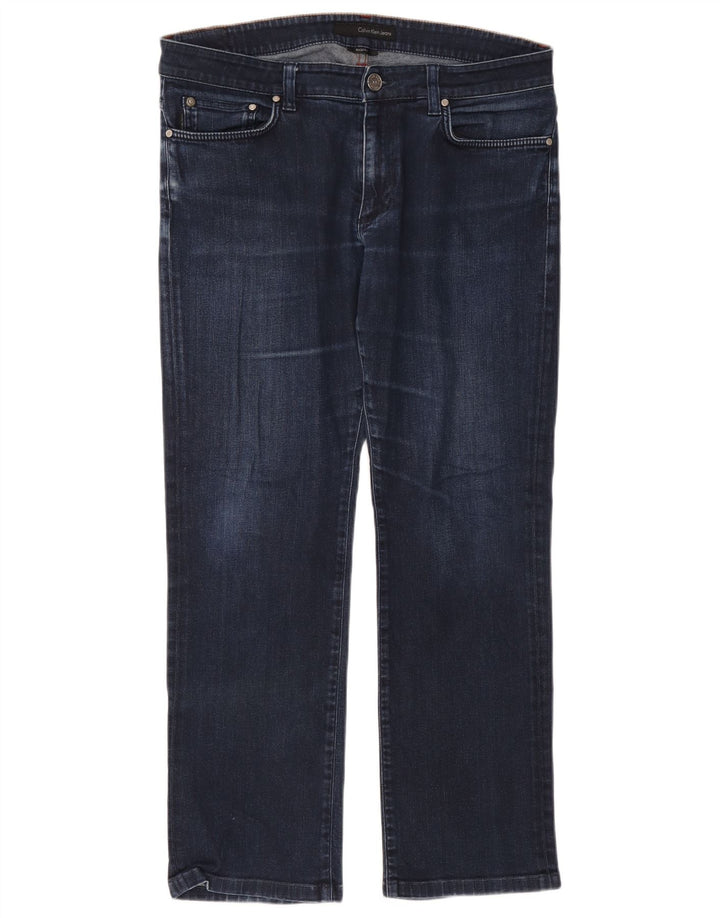 Calvin Klein Herre Regular Straight Jeans W34 L30 Marineblå Bomuld