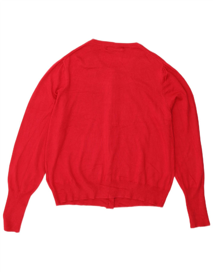 Marks & Spencer Womens Crop Cardigan Sweater UK 16 Large Red Viscose
