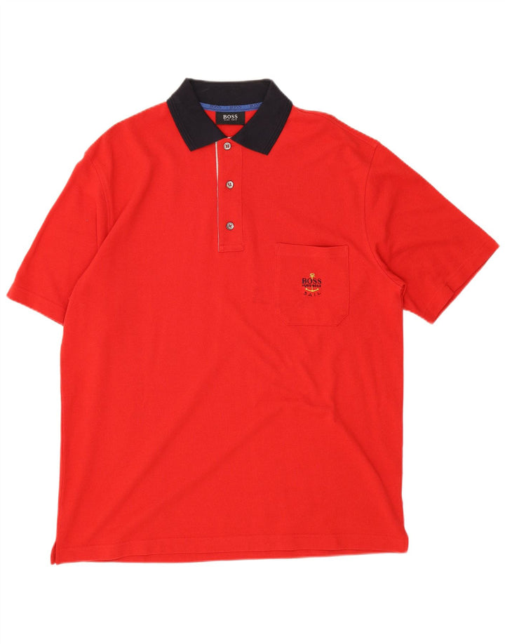 Hugo Boss Herre Polo Shirt Stor rød Colourblock Bomuld
