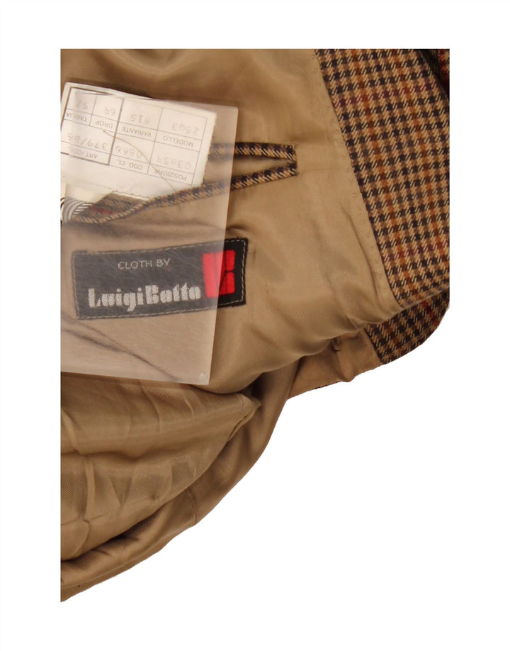 LUIGI BOTTO Mens 2 Button Blazer Jacket IT 52 XL Brown Check Wool Vintage Luigi Botto and Second-Hand Luigi Botto from Messina Hembry 