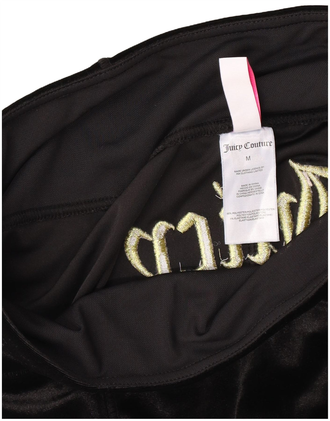 Juicy Couture Kvinders Grafiske Velour Leggings UK 12 Medium Sort Polyester