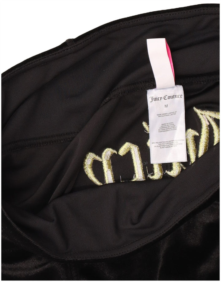Juicy Couture Kvinders Grafiske Velour Leggings UK 12 Medium Sort Polyester